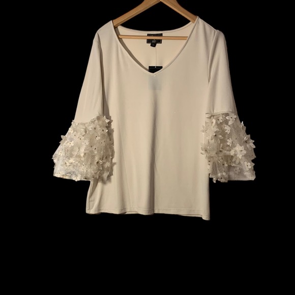 Evening by eci off white blouse size sz L - Picture 2 of 10